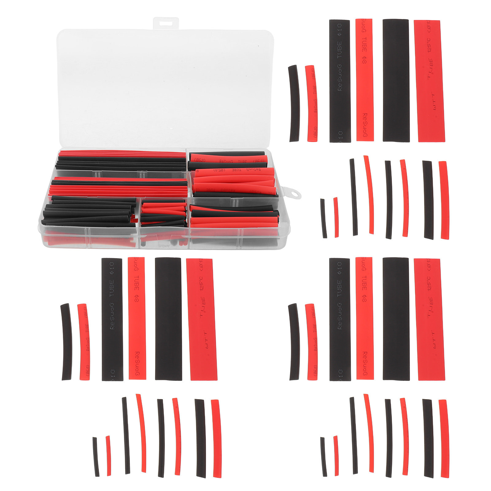Heat Shrink Tubing - 300Pcs Selongsong Susut Panas Hitam Merah