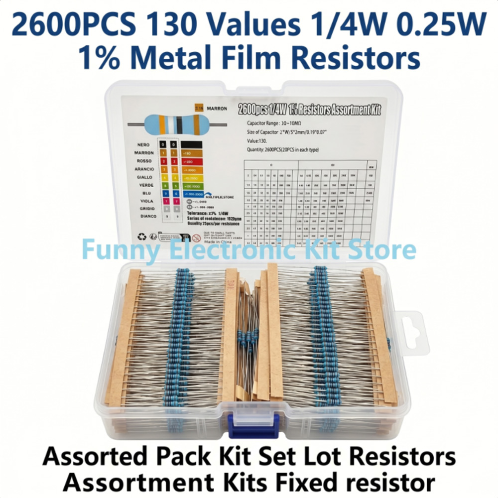 2600 Buah Resistor Film Logam  - Diy Electronics Components Kit ulasan dan harga