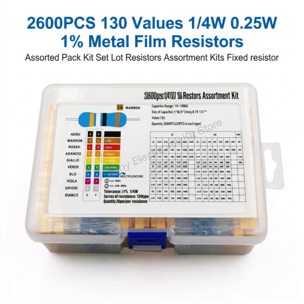 2600 Buah Resistor Film Logam  - Diy Electronics Components Kit ulasan dan harga
